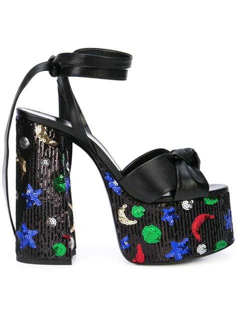 Paige Star Sequin High Heel Platform Slingback Sandals .